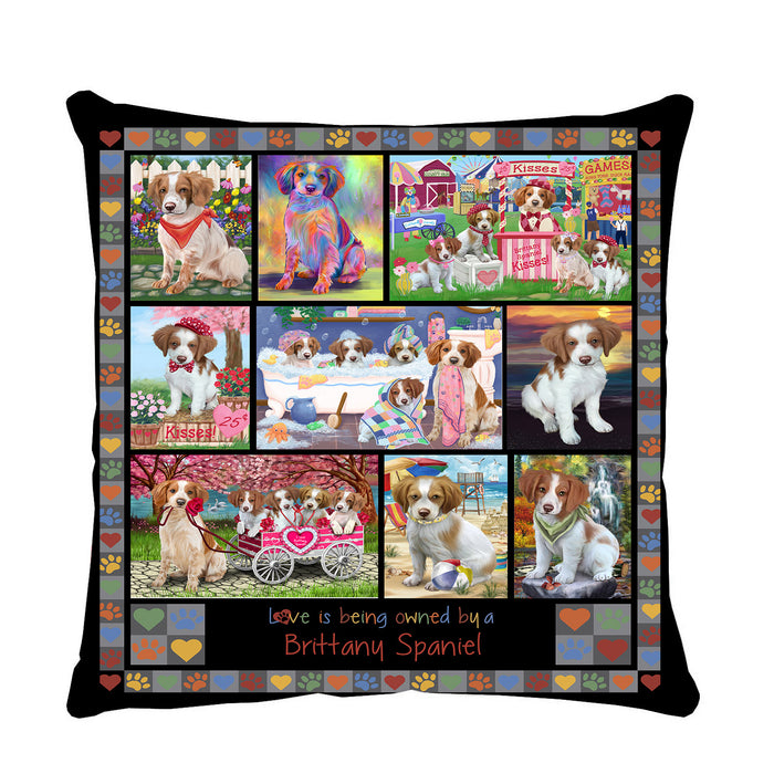 Love is Being Owned Brittany Spaniel Dog Grey Pillow PIL84704