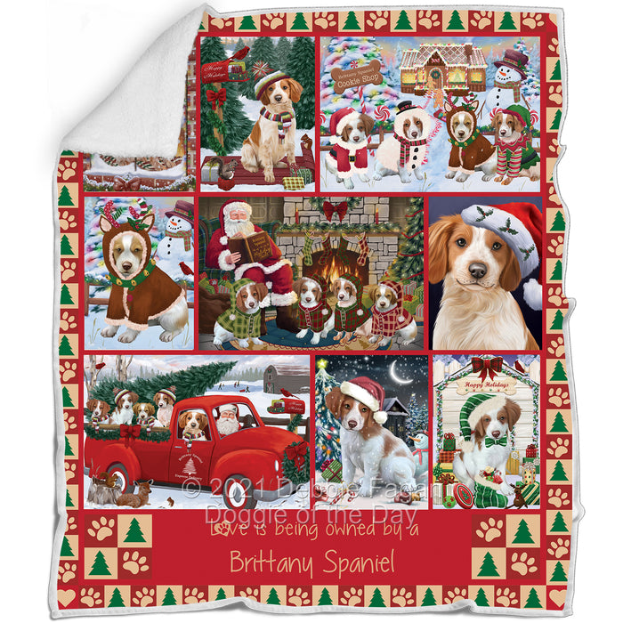 Love is Being Owned Christmas Brittany Spaniel Dogs Blanket BLNKT143452