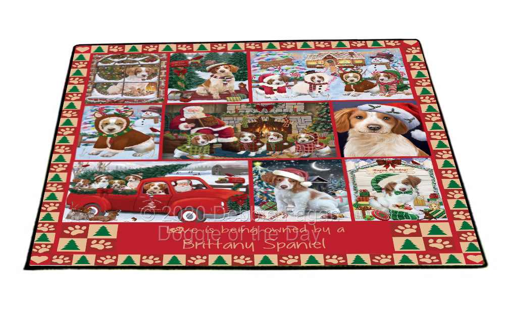 Love is Being Owned Christmas Brittany Spaniel Dogs Floormat FLMS54805