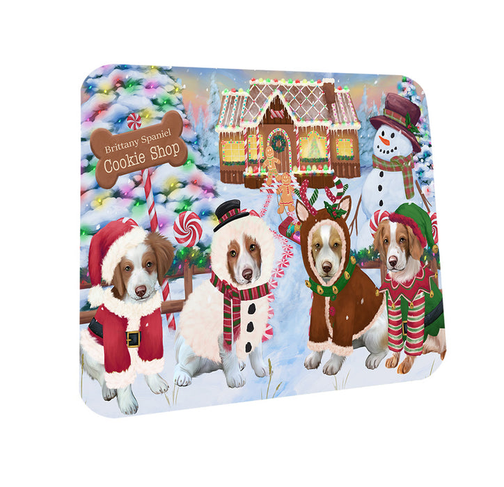 Holiday Gingerbread Cookie Shop Brittany Spaniels Dog Coasters Set of 4 CST56343