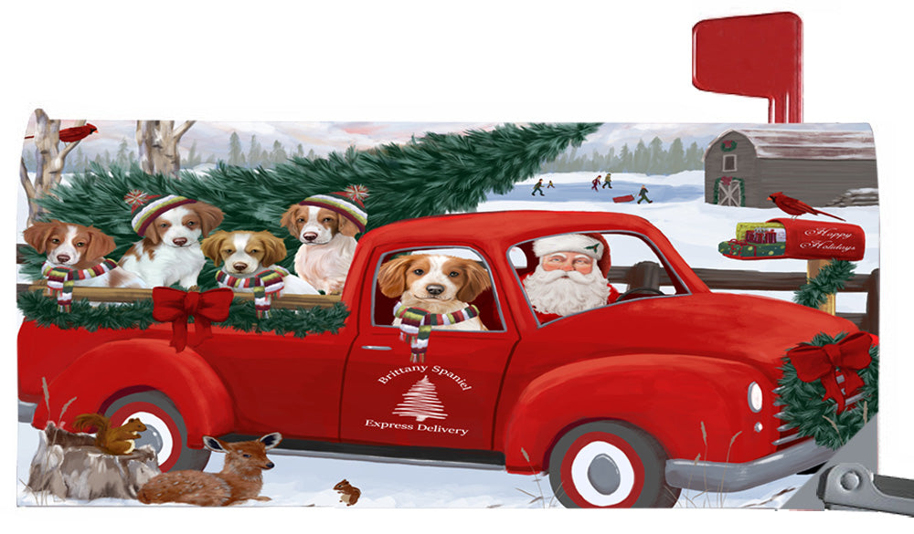 Magnetic Mailbox Cover Christmas Santa Express Delivery Brittany Spaniels Dog MBC48304
