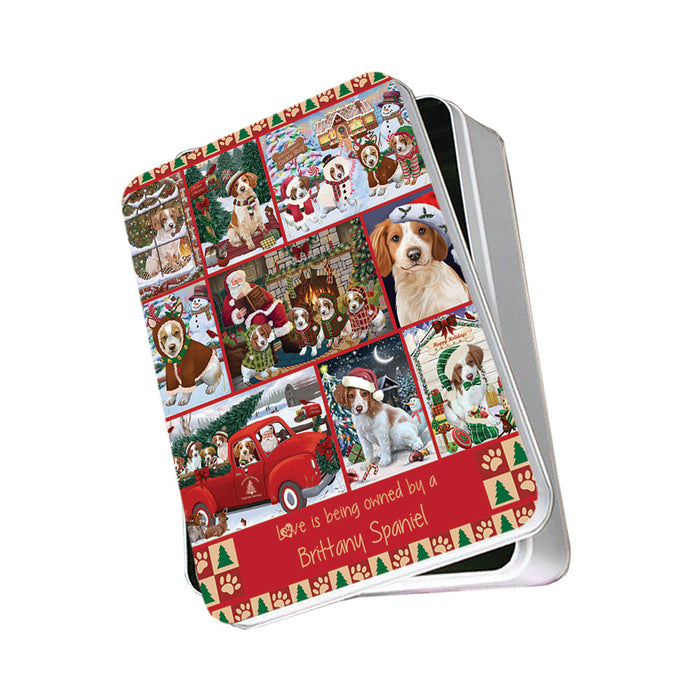 Love is Being Owned Christmas Brittany Spaniel Dogs Photo Storage Tin PITN57152