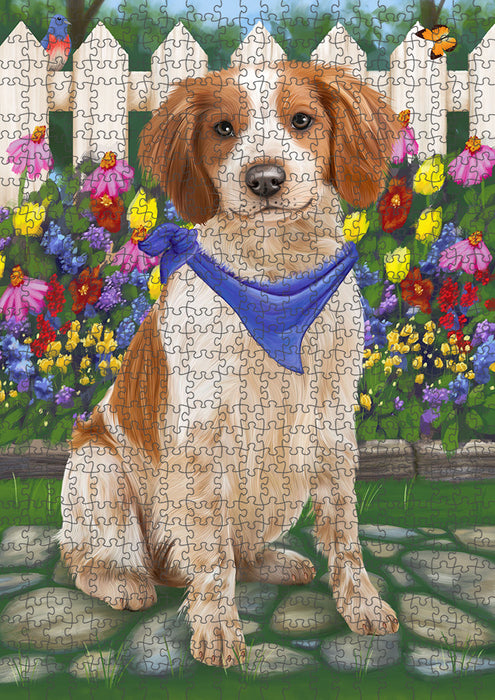 Spring Floral Brittany Spaniel Dog Puzzle with Photo Tin PUZL53145