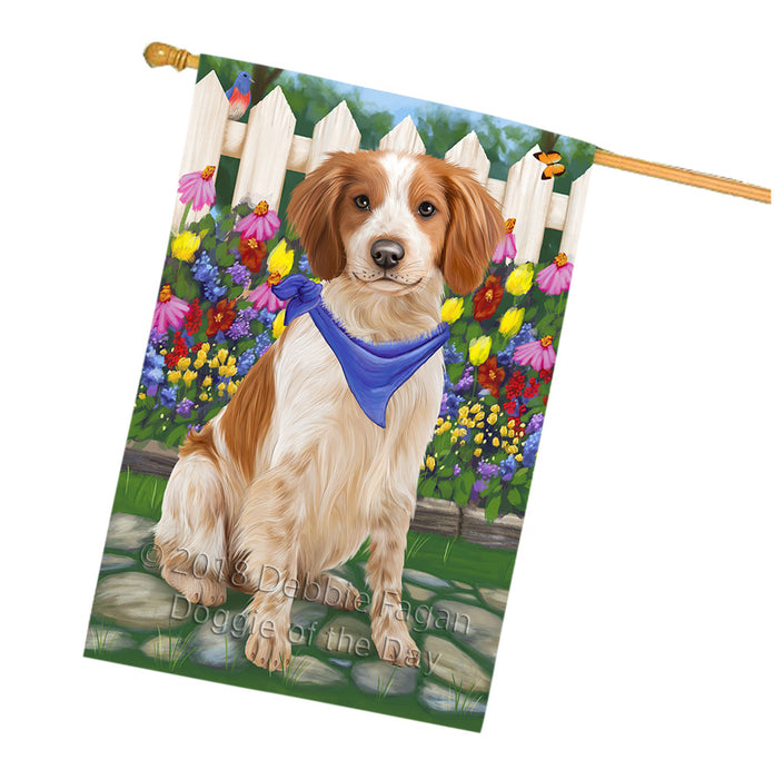 Spring Floral Brittany Spaniel Dog House Flag FLG49778