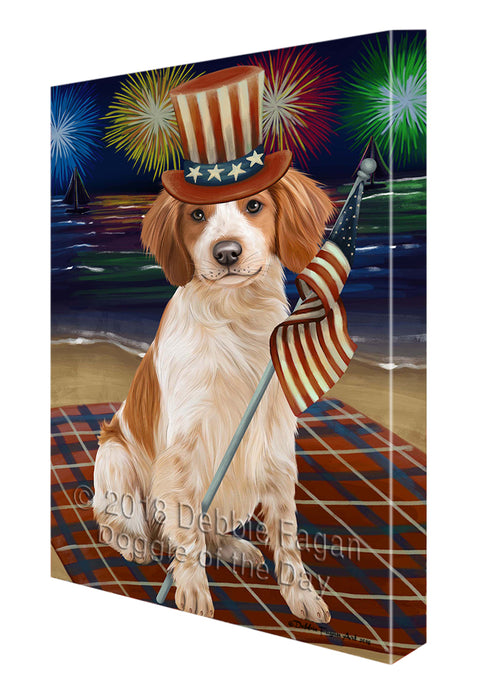 4th of July Independence Day Firework Brittany Spaniel Dog Canvas Wall Art CVS55218