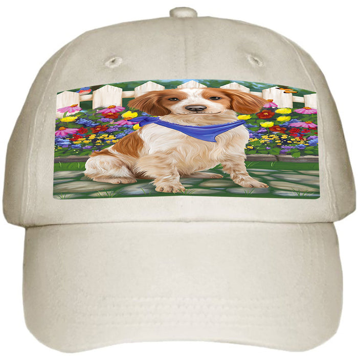 Spring Floral Brittany Spaniel Dog Ball Hat Cap HAT53172