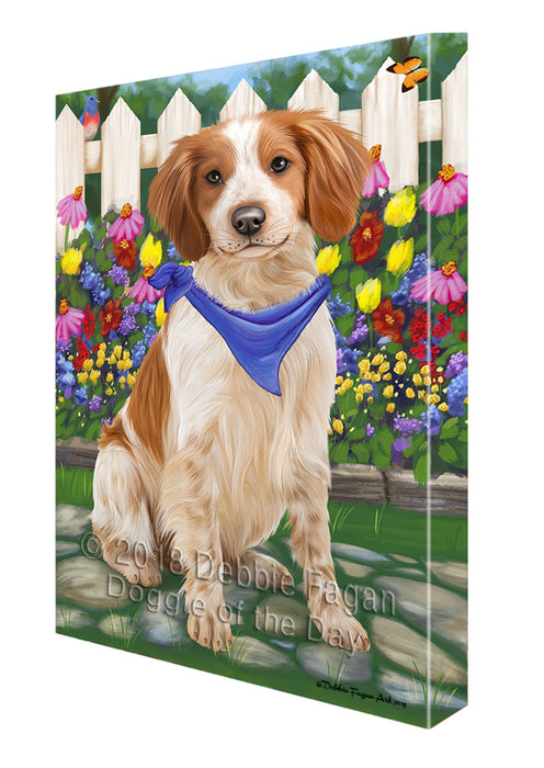 Spring Floral Brittany Spaniel Dog Canvas Wall Art CVS64069