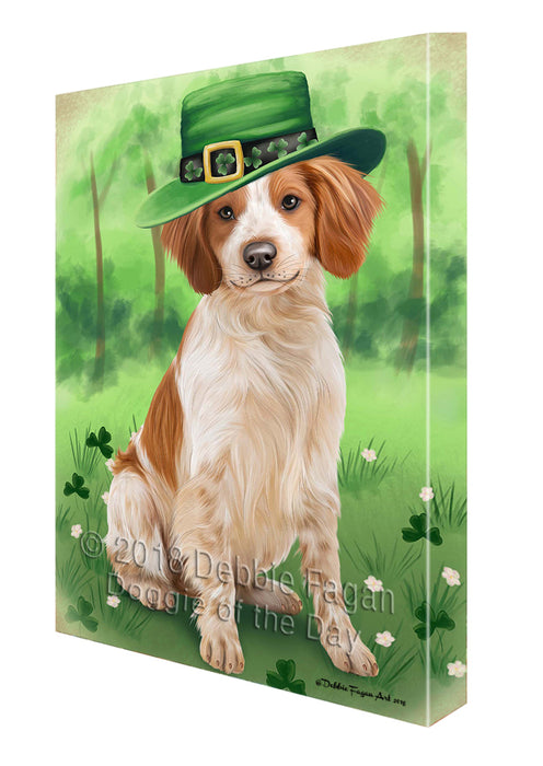 St. Patricks Day Irish Portrait Brittany Spaniel Dog Canvas Wall Art CVS54291