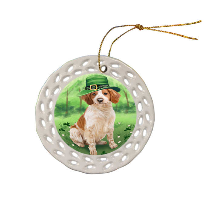 St. Patricks Day Irish Portrait Brittany Spaniel Dog Ceramic Doily Ornament DPOR48742