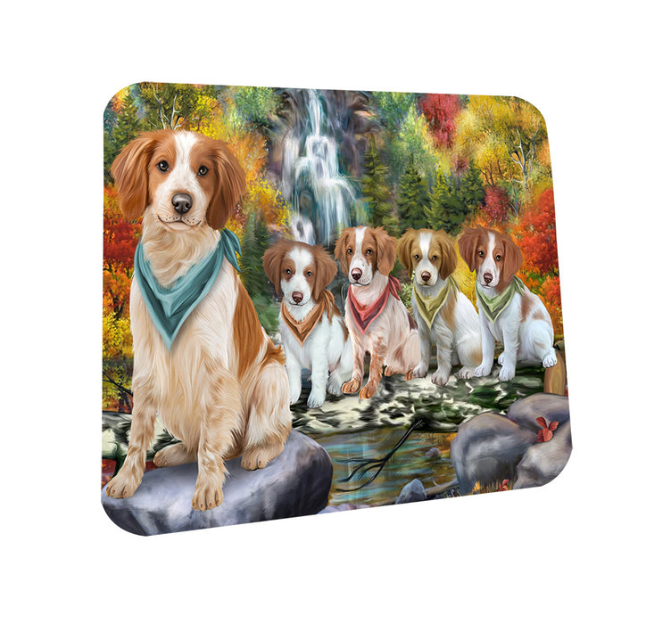 Scenic Waterfall Brittany Spaniels Dog Coasters Set of 4 CST49620