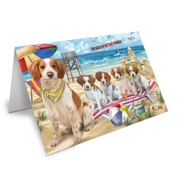 Pet Friendly Beach Brittany Spaniels Dog Handmade Artwork Assorted Pets Greeting Cards and Note Cards with Envelopes for All Occasions and Holiday Seasons GCD54041