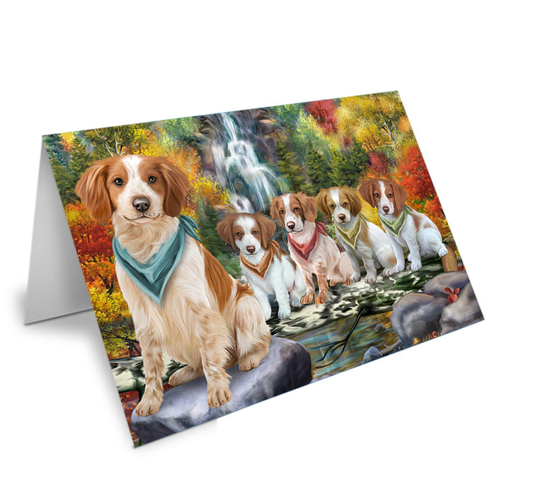 Scenic Waterfall Brittany Spaniels Dog Handmade Artwork Assorted Pets Greeting Cards and Note Cards with Envelopes for All Occasions and Holiday Seasons GCD53162