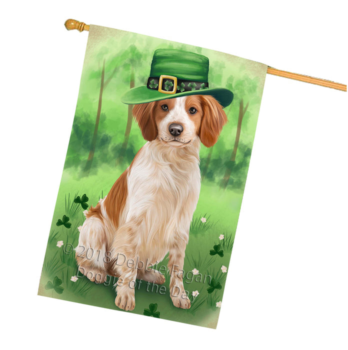 St. Patricks Day Irish Portrait Brittany Spaniel Dog House Flag FLG48707