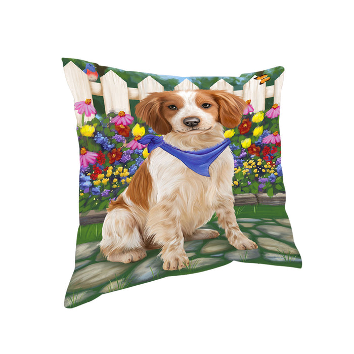 Spring Floral Brittany Spaniel Dog Pillow PIL55108
