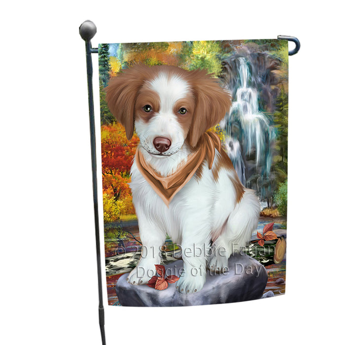 Scenic Waterfall Brittany Spaniel Dog Garden Flag GFLG49541