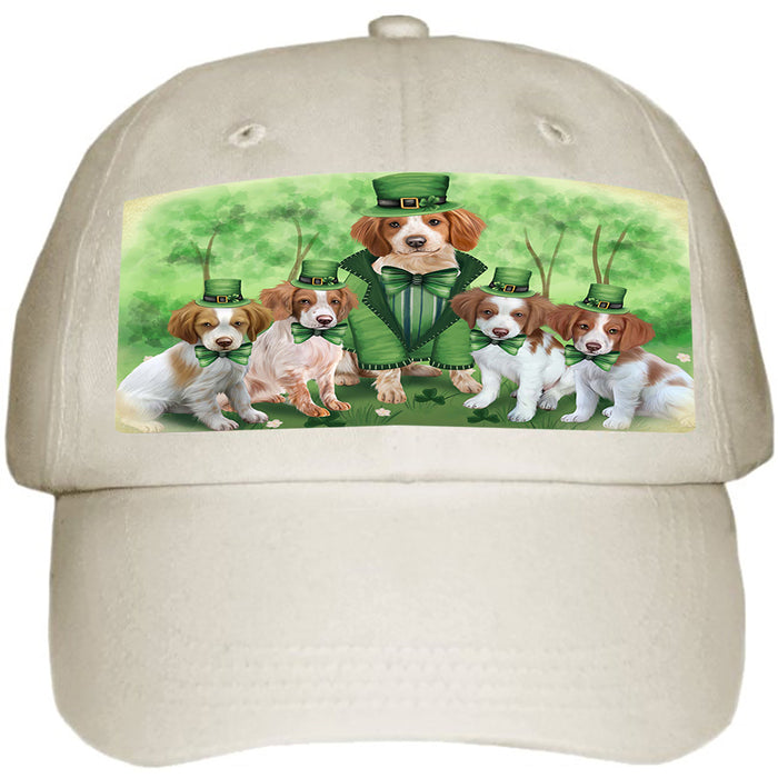 St. Patricks Day Irish Family Portrait Brittany Spaniels Dog Ball Hat Cap HAT49962