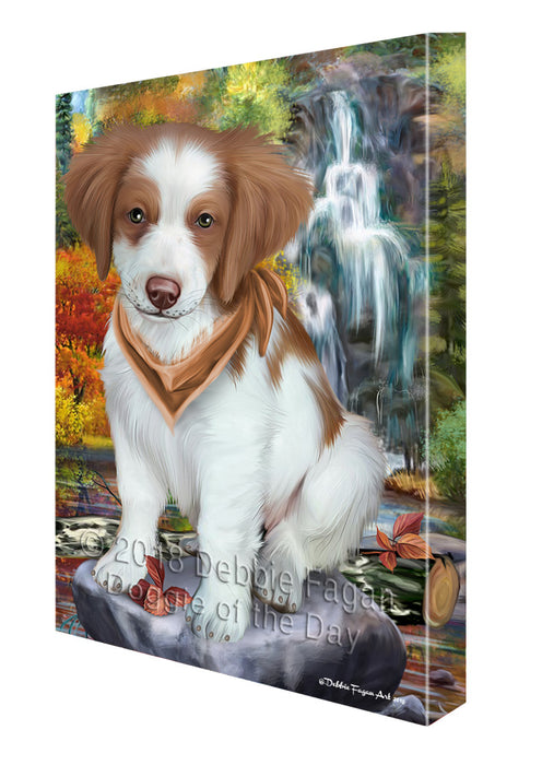 Scenic Waterfall Brittany Spaniel Dog Canvas Wall Art CVS63160