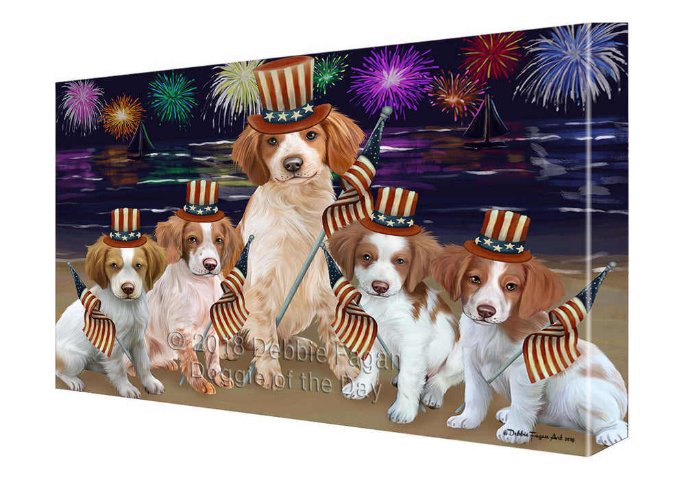 4th of July Independence Day Firework Brittany Spaniels Dog Canvas Wall Art CVS55227