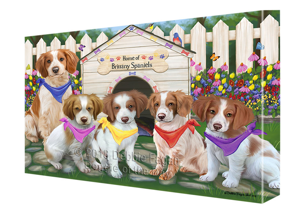 Spring Dog House Brittany Spaniels Dog Canvas Wall Art CVS64078