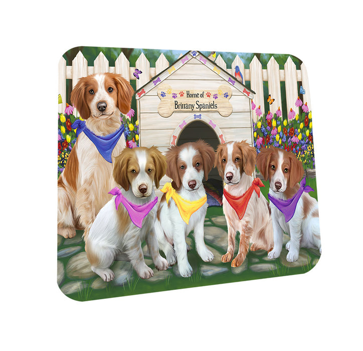 Spring Dog House Brittany Spaniels Dog Coasters Set of 4 CST49773