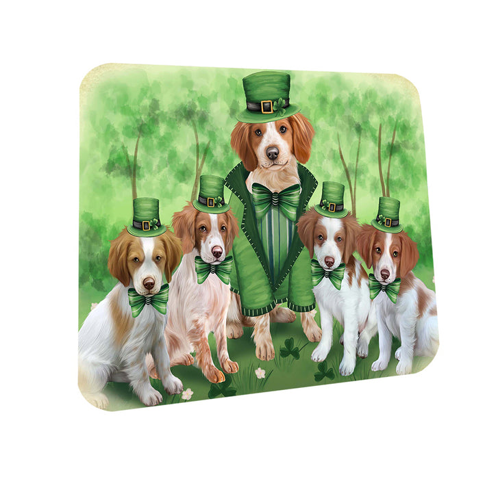 St. Patricks Day Irish Family Portrait Brittany Spaniels Dog Coasters Set of 4 CST48702