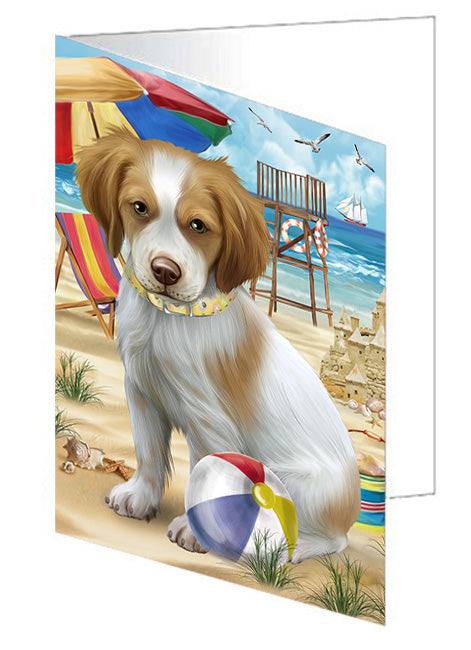 Pet Friendly Beach Brittany Spaniel Dog Handmade Artwork Assorted Pets Greeting Cards and Note Cards with Envelopes for All Occasions and Holiday Seasons GCD54044
