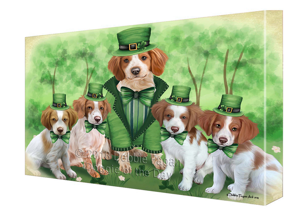 St. Patricks Day Irish Family Portrait Brittany Spaniels Dog Canvas Wall Art CVS54300