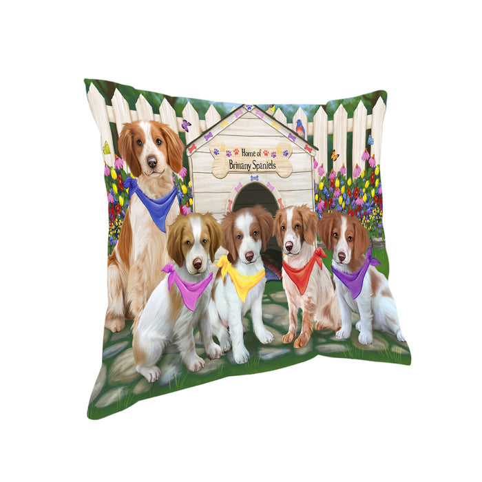 Spring Dog House Brittany Spaniels Dog Pillow PIL55112