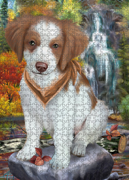 Scenic Waterfall Brittany Spaniel Dog Puzzle with Photo Tin PUZL52842