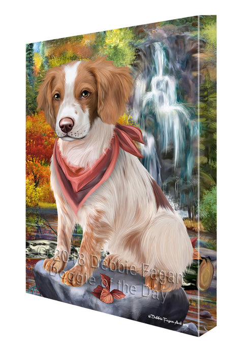 Scenic Waterfall Brittany Spaniel Dog Canvas Wall Art CVS63169