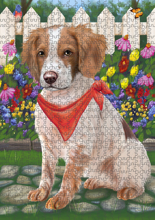 Spring Floral Brittany Spaniel Dog Puzzle with Photo Tin PUZL53151