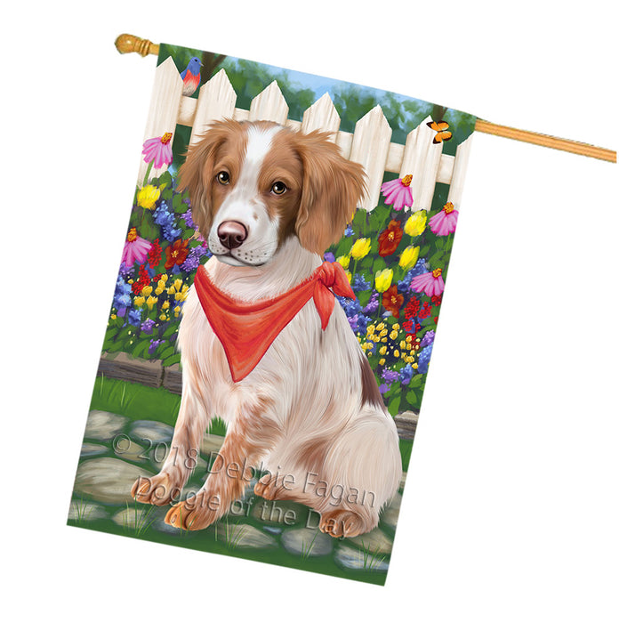 Spring Floral Brittany Spaniel Dog House Flag FLG49780