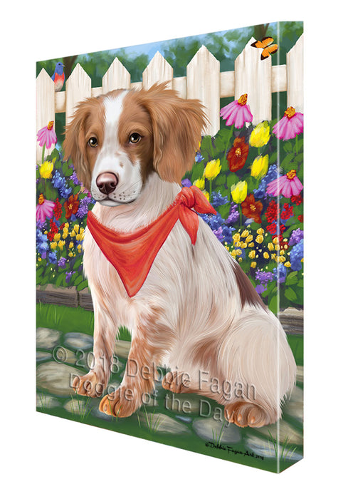 Spring Floral Brittany Spaniel Dog Canvas Wall Art CVS64087