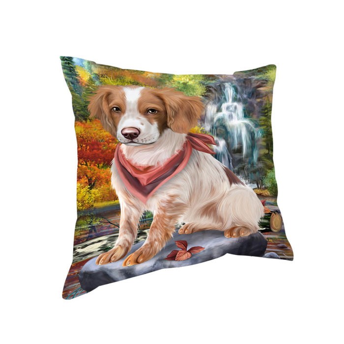 Scenic Waterfall Brittany Spaniel Dog Pillow PIL54708