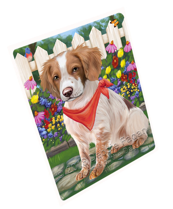 Spring Dog House Brittany Spaniels Dog Tempered Cutting Board C53310