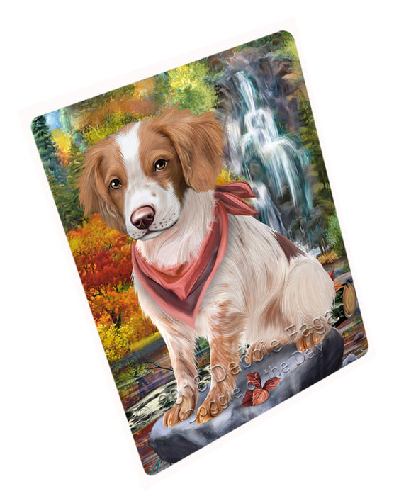 Scenic Waterfall Brittany Spaniel Dog Tempered Cutting Board C53004