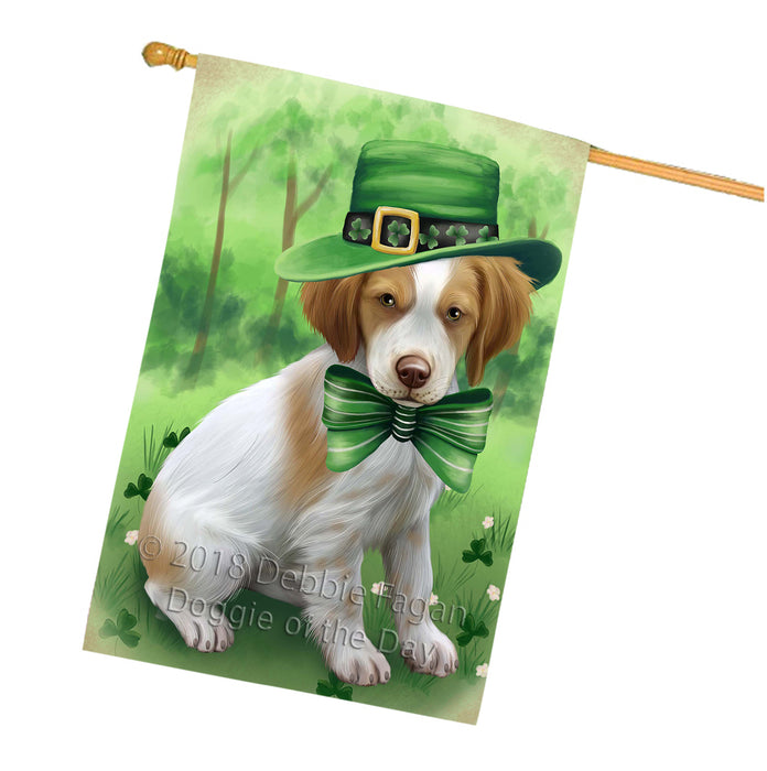 St. Patricks Day Irish Portrait Brittany Spaniel Dog House Flag FLG48709