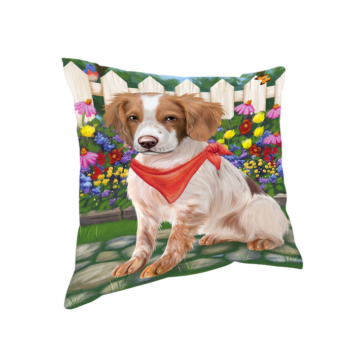 Spring Floral Brittany Spaniel Dog Pillow PIL55116