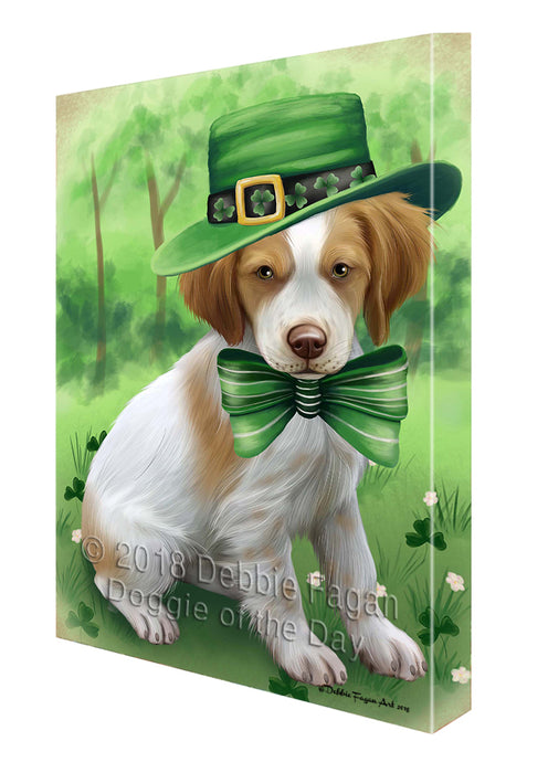 St. Patricks Day Irish Portrait Brittany Spaniel Dog Canvas Wall Art CVS54309