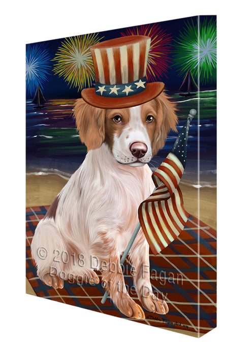 4th of July Independence Day Firework Brittany Spaniel Dog Canvas Wall Art CVS55236