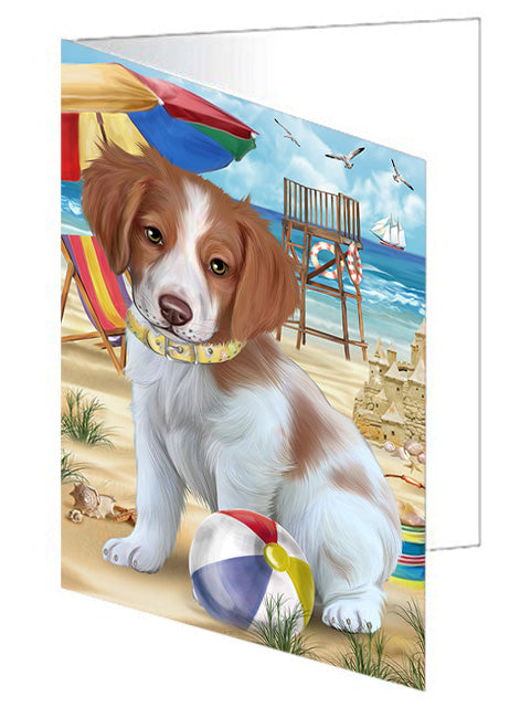 Pet Friendly Beach Brittany Spaniel Dog Handmade Artwork Assorted Pets Greeting Cards and Note Cards with Envelopes for All Occasions and Holiday Seasons GCD54047