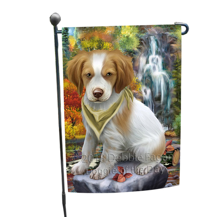 Scenic Waterfall Brittany Spaniel Dog Garden Flag GFLG49543