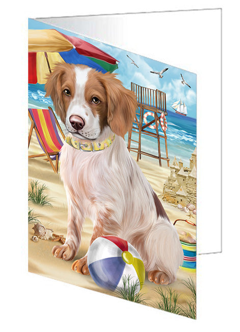 Pet Friendly Beach Brittany Spaniel Dog Handmade Artwork Assorted Pets Greeting Cards and Note Cards with Envelopes for All Occasions and Holiday Seasons GCD54050