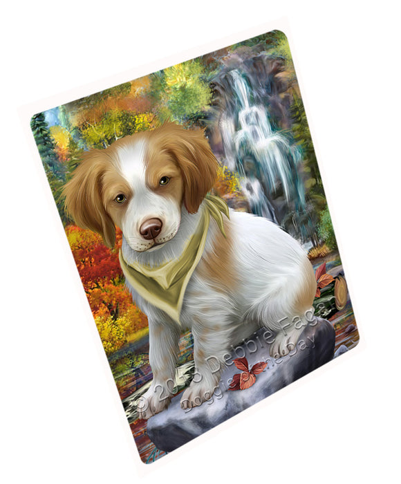 Scenic Waterfall Brittany Spaniel Dog Tempered Cutting Board C53007