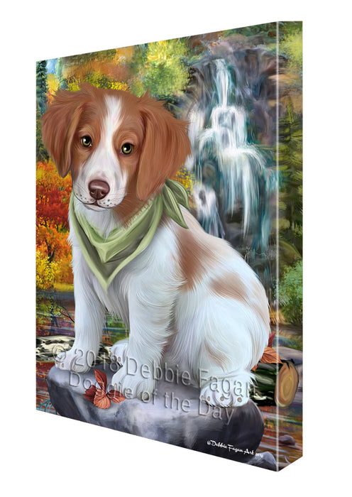 Scenic Waterfall Brittany Spaniel Dog Canvas Wall Art CVS63187