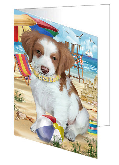 Pet Friendly Beach Brittany Spaniel Dog Handmade Artwork Assorted Pets Greeting Cards and Note Cards with Envelopes for All Occasions and Holiday Seasons GCD54053