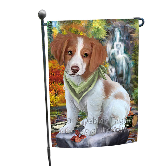 Scenic Waterfall Brittany Spaniel Dog Garden Flag GFLG49544