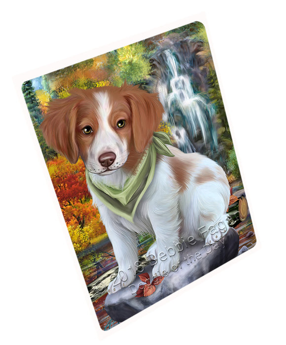 Scenic Waterfall Brittany Spaniel Dog Tempered Cutting Board C53010