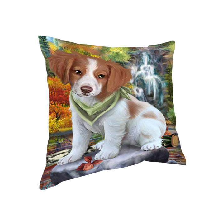 Scenic Waterfall Brittany Spaniel Dog Pillow PIL54716