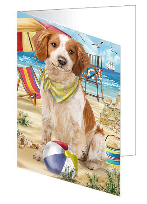 Pet Friendly Beach Brittany Spaniel Dog Handmade Artwork Assorted Pets Greeting Cards and Note Cards with Envelopes for All Occasions and Holiday Seasons GCD54056